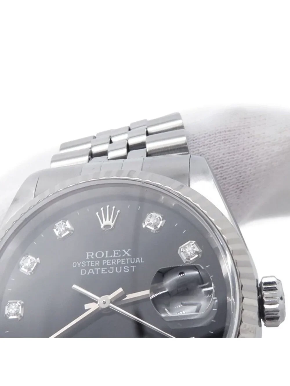 Rolex Datejust 36 Roulette SS White Gold Black Dial Diamond